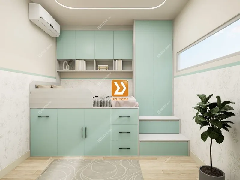 Phòng ngủ với hệ giường tủ bàn kết hợp nhà anh Hoan - Ảnh 3