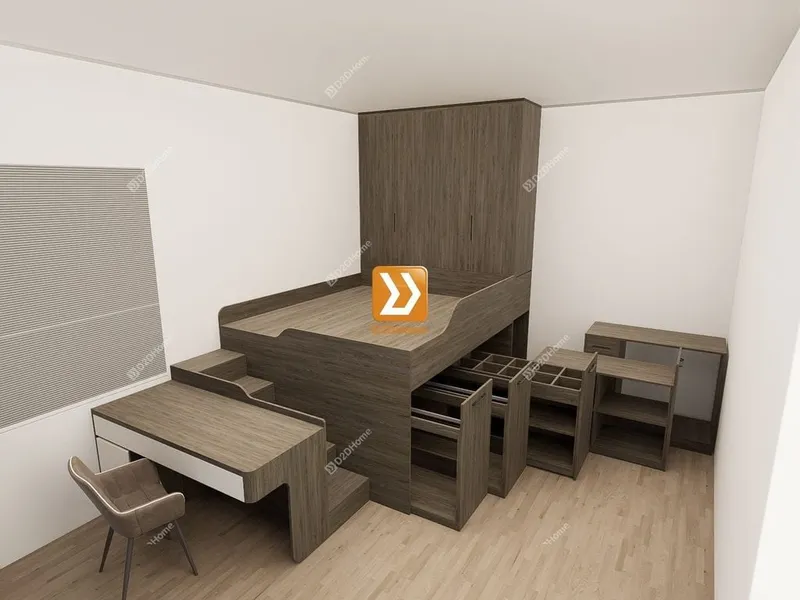 Phòng ngủ với hệ giường tủ bàn kết hợp nhà anh Hoàn - Ảnh 3