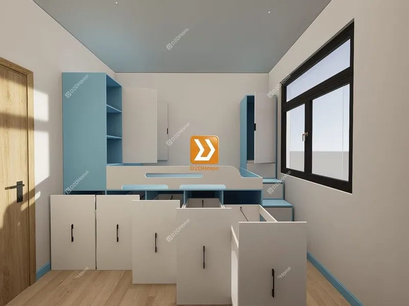 Phòng ngủ với hệ giường tủ kết hợp nhà chị Hạnh - Ảnh 1