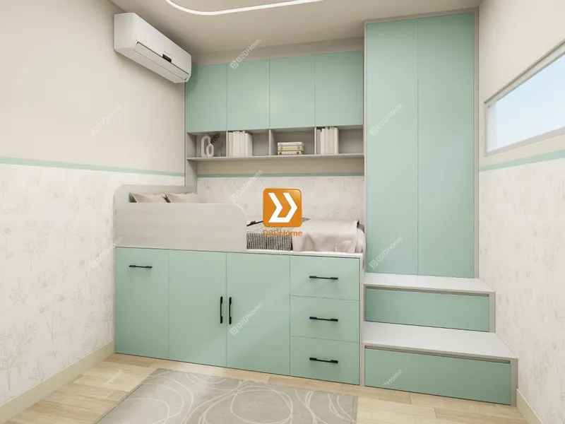 Phòng ngủ với hệ giường tủ bàn kết hợp nhà anh Hoan - Ảnh 2