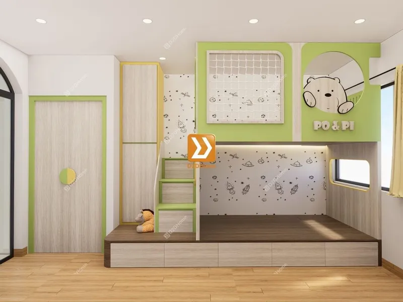 Phòng ngủ giường tầng cho 2 bé trai nhà chị Perong Trang - Ảnh 1