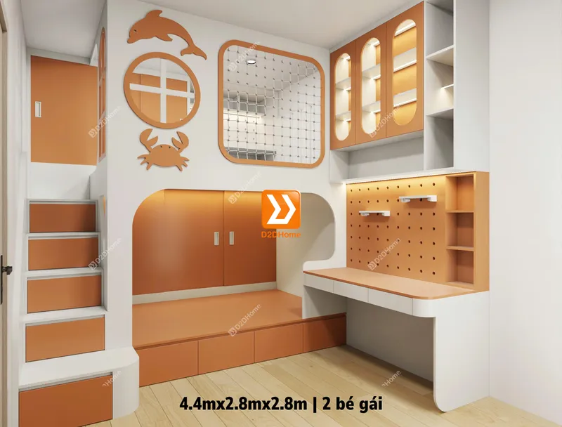 Phòng ngủ giường tầng 2 bé gái nhà anh Thành Công - Ảnh 3