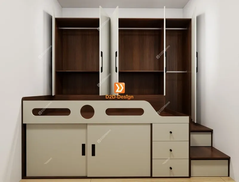 Phòng ngủ với hệ giường tủ kết hợp nhà chị Chi Lê - Ảnh 2