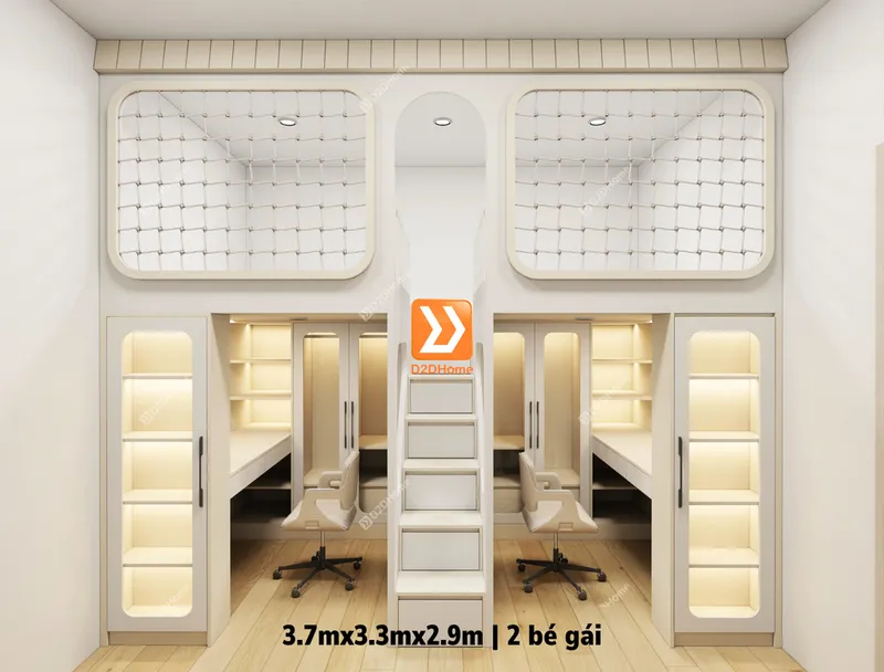 Phòng ngủ giường tầng cho 2 bé gái sinh đôi nhà chị Nguyễn Nữ - Ảnh 20
