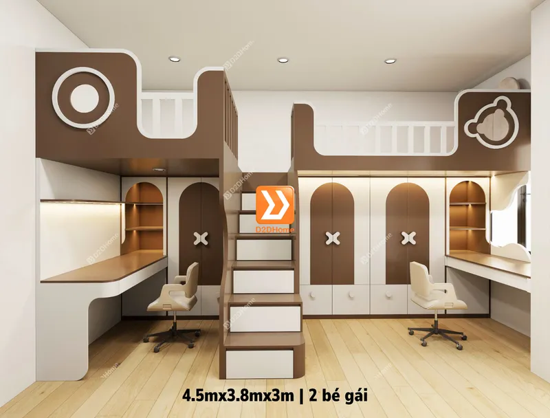 Phòng ngủ giường tầng cho 2 bé gái nhà chị Lệ Trang - Ảnh 4