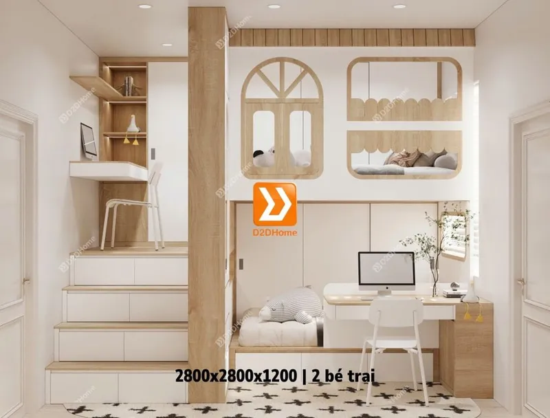 Phòng ngủ giường tầng 2 bé trai nhà anh Quang Huy - Ảnh 1