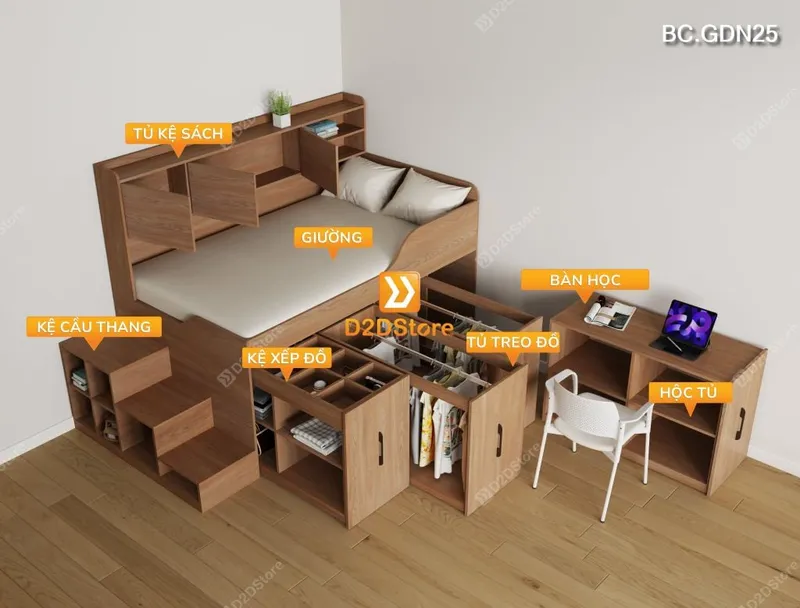Giường đa năng nhiều tủ lưu trữ BC.GDN25 - Ảnh 1