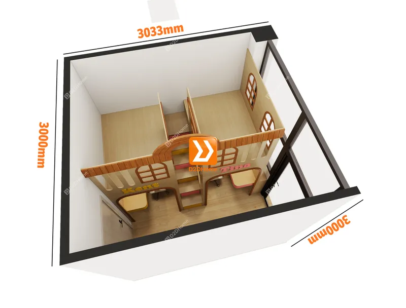 Hệ giường tầng cho 2 bé trai và gái nhà chị Ninh - Ảnh 4