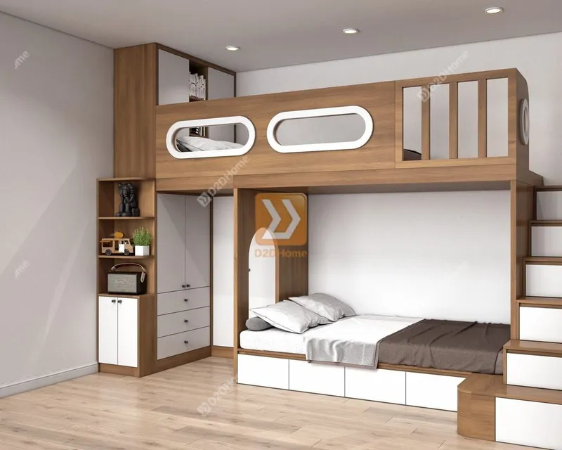 Phòng ngủ giường tầng cho bố mẹ và 1 bé trai nhà chị Châu Moonlight - Ảnh 1