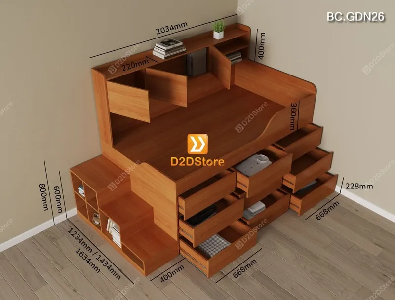 Giường đa năng nhiều ngăn kéo BC.GDN26 - Ảnh 7