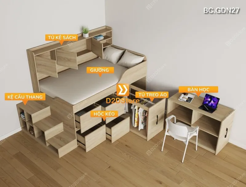 Giường đa năng lưu trữ thông minh BC.GDN27 - Ảnh 7