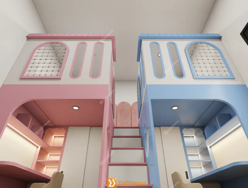 Phòng ngủ giường tầng cho 2 bé trai và gái nhà chị Huệ Nguyễn - Ảnh 14
