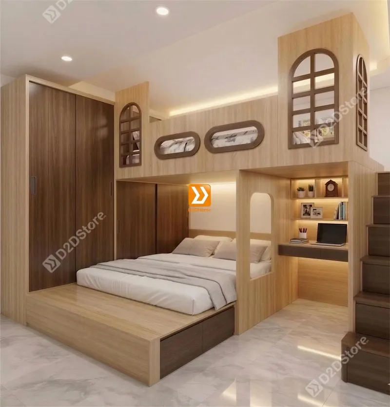 Phòng ngủ giường tầng cho bố mẹ và 1 bé trai nhà anh Hữu Nguyên - Ảnh 6