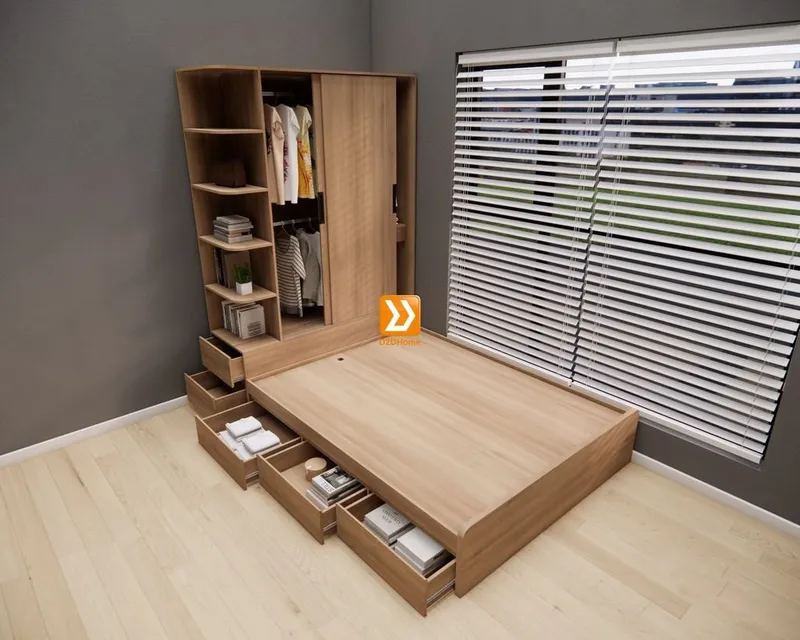 Hệ tủ liền giường TLG.08 - Ảnh 2
