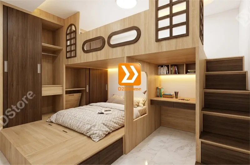 Phòng ngủ giường tầng cho bố mẹ và 1 bé trai nhà anh Hữu Nguyên - Ảnh 5