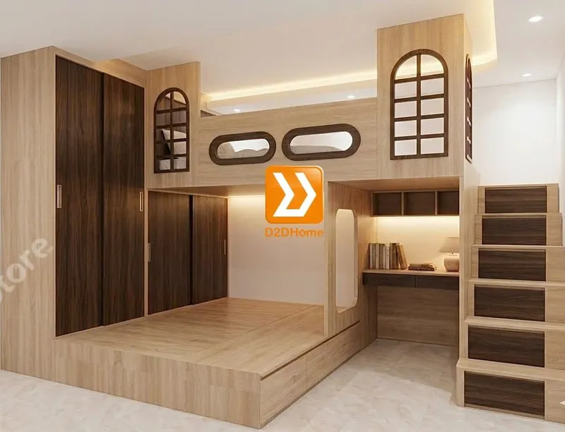 Phòng ngủ giường tầng cho bố mẹ và 1 bé trai nhà anh Hữu Nguyên - Ảnh 4