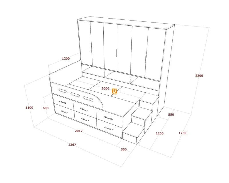 Hệ tủ liền giường TLG.01 - Ảnh 6