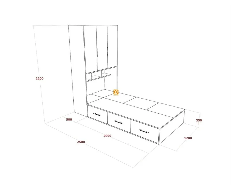 Hệ tủ liền giường TLG.02 - Ảnh 3
