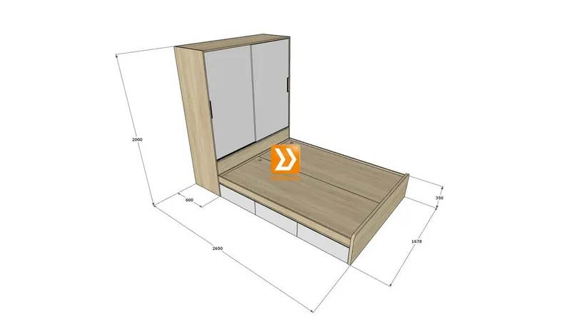 Hệ tủ liền giường TLG.07 - Ảnh 2