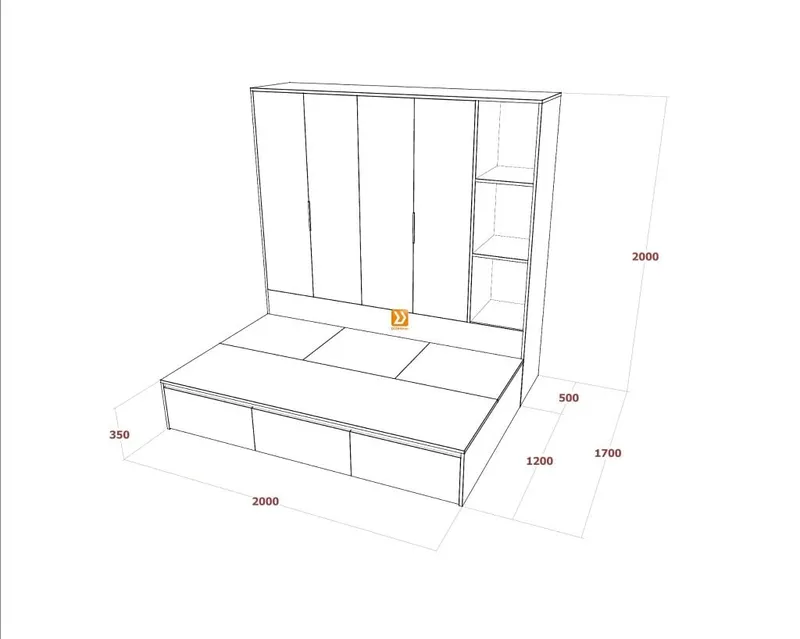 Hệ tủ liền giường TLG.05 - Ảnh 2