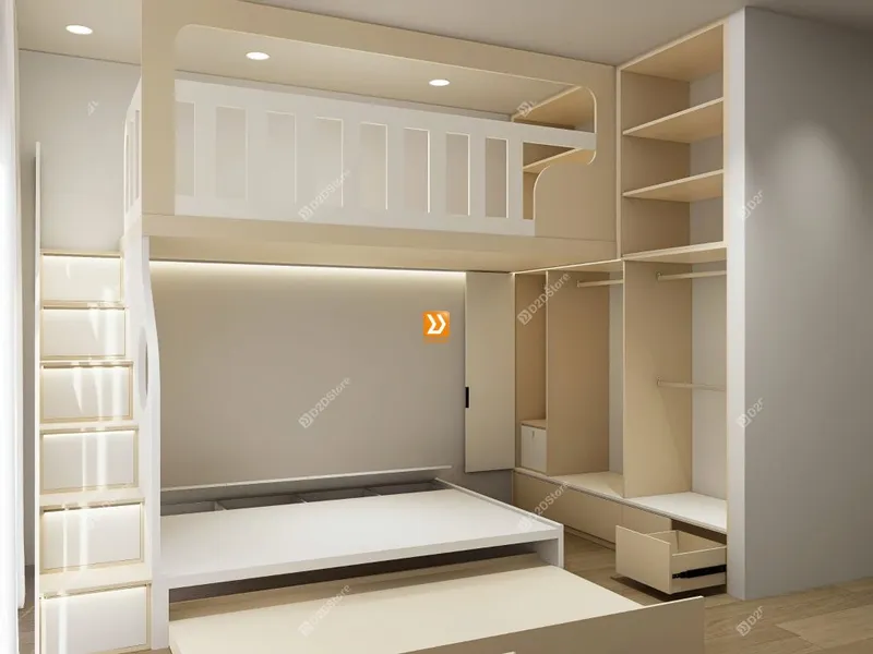 Phòng ngủ giường tầng cho bố mẹ và 2 bé nhà chị Phương Huỳnh - Ảnh 18
