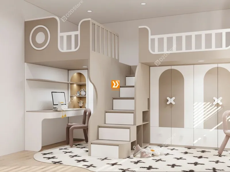 Phòng ngủ giường tầng cho 2 bé gái nhà chị Lệ Trang - Ảnh 12