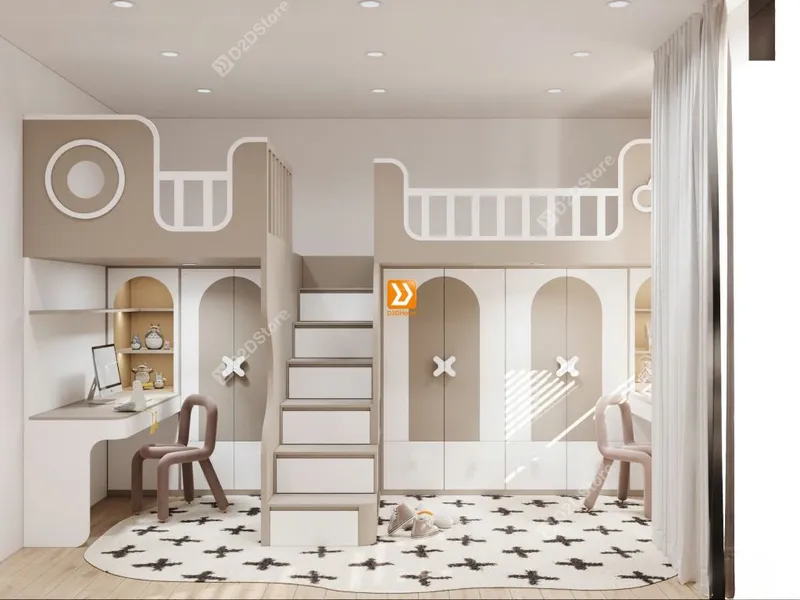 Phòng ngủ giường tầng cho 2 bé gái nhà chị Lệ Trang - Ảnh 13