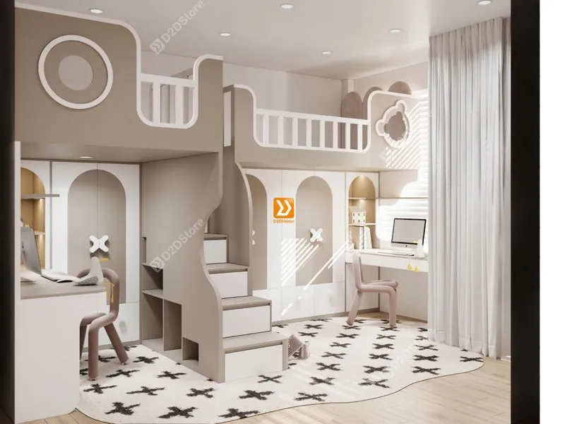 Phòng ngủ giường tầng cho 2 bé gái nhà chị Lệ Trang - Ảnh 14