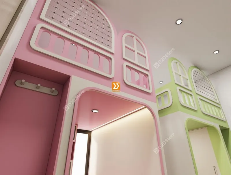 Phòng ngủ giường tầng cho 2 bé trai và gái nhà chị Tiêu Tình - Ảnh 5