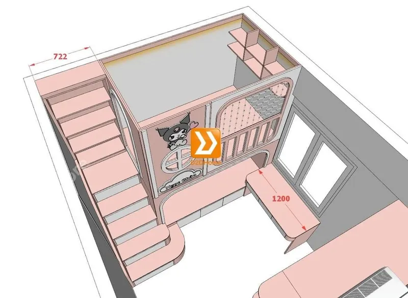 Phòng ngủ giường tầng cho 2 bé gái nhà anh Quốc Cường - Ảnh 11