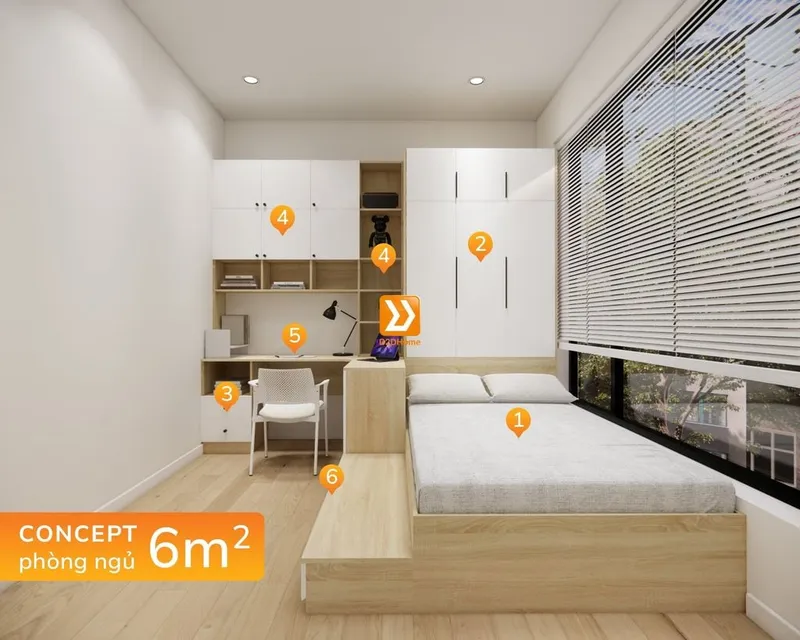 Hệ giường tủ bàn kết hợp cho phòng nhỏ 7m2 nhà chị Hiền Đặng - Ảnh 1