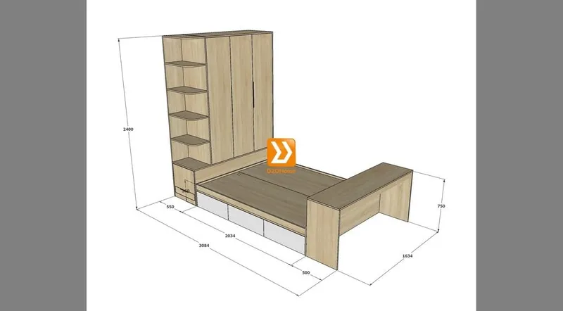 Hệ tủ liền giường TLG.14 - Ảnh 5