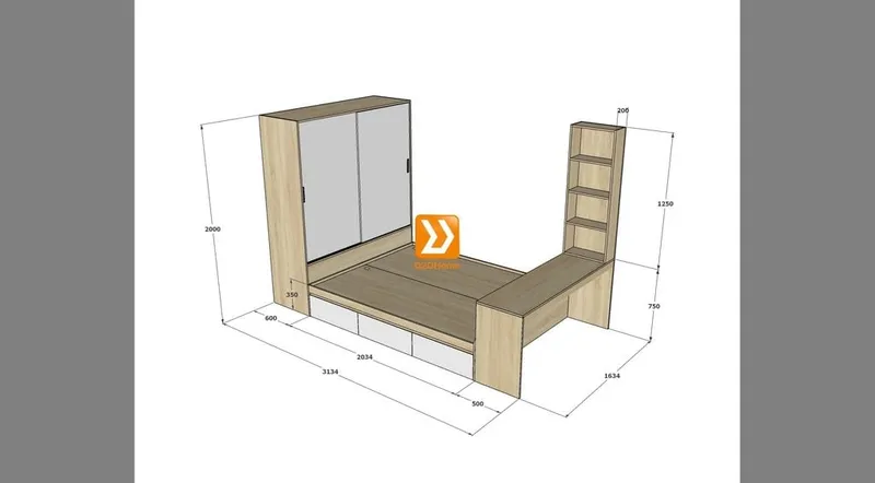 Hệ tủ liền giường TLG.15 - Ảnh 8