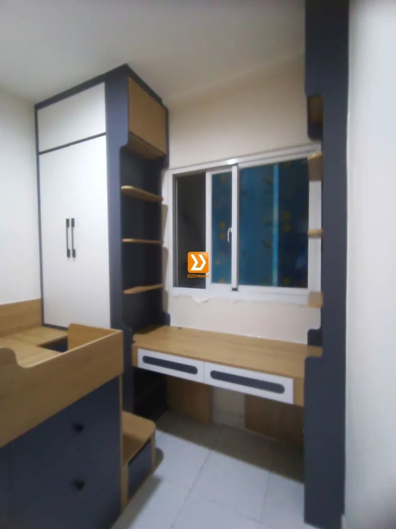 Phòng ngủ với hệ giường tủ bàn kết hợp nhà chị Hà - Ảnh 6