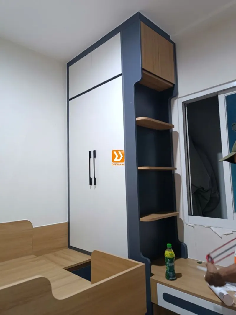 Phòng ngủ với hệ giường tủ bàn kết hợp nhà chị Hà - Ảnh 8