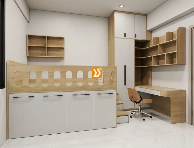 Phòng ngủ cho bé với hệ giường tủ bàn kết hợp nhà chị Sâm - Ảnh 1