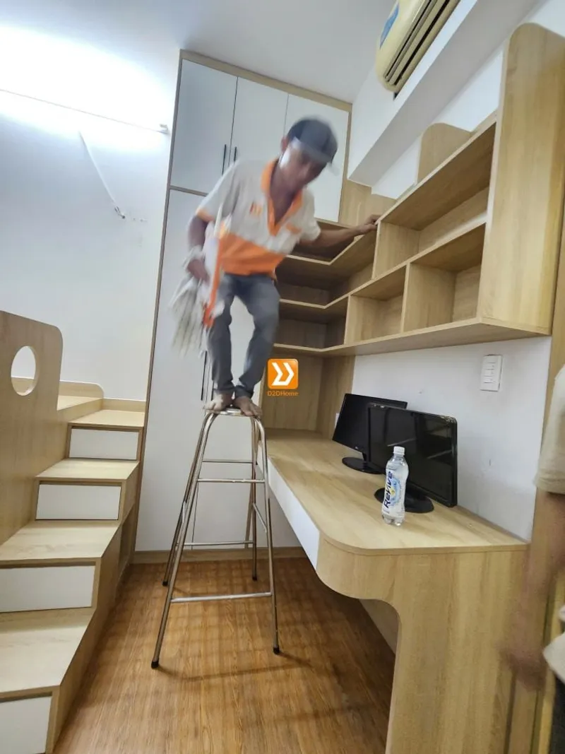 Phòng ngủ cho bé với hệ giường tủ bàn kết hợp nhà chị Sâm - Ảnh 6