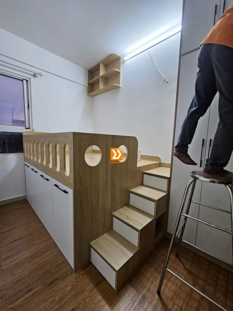 Phòng ngủ cho bé với hệ giường tủ bàn kết hợp nhà chị Sâm - Ảnh 10