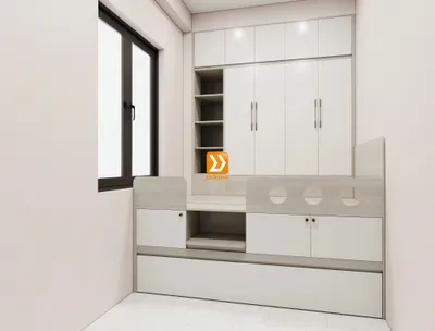 Phòng ngủ cho bé với hệ giường tủ bàn kết hợp nhà chị Jia Fong
