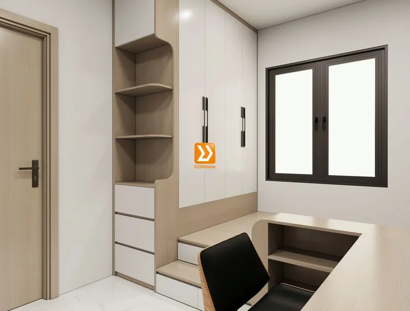 Phòng ngủ với hệ giường tủ bàn kết hợp nhà anh Phan Anh - Ảnh 1