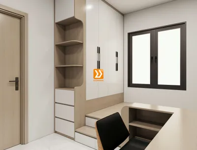 Phòng ngủ với hệ giường tủ bàn kết hợp nhà anh Phan Anh