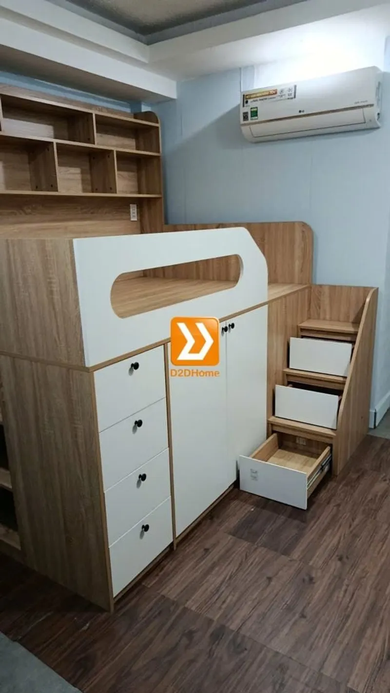 Giường thông minh tích hợp nhiều công năng tủ áo ngăn kéo kệ sách mã GTM.DN01 - Ảnh 17