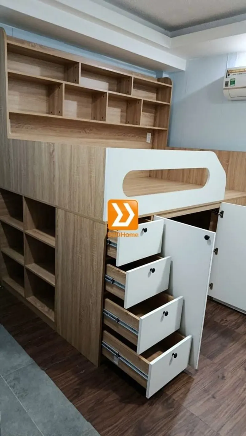 Giường thông minh tích hợp nhiều công năng tủ áo ngăn kéo kệ sách mã GTM.DN01 - Ảnh 13