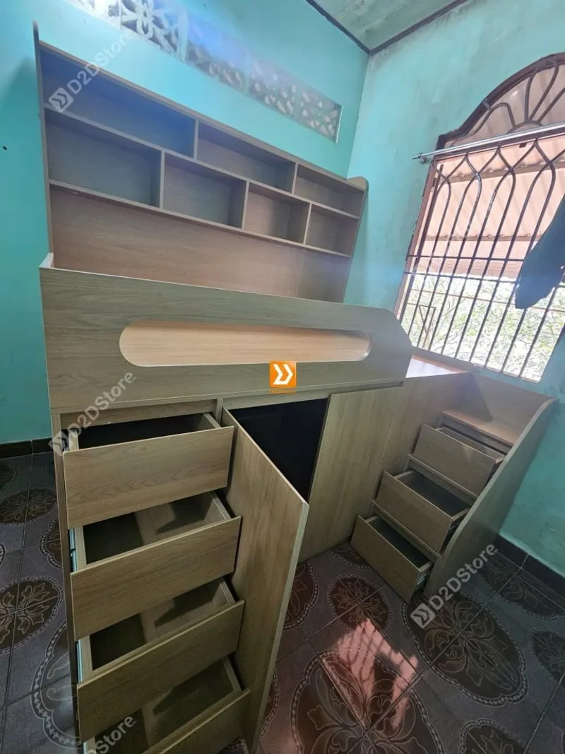 Giường thông minh tích hợp nhiều công năng tủ áo ngăn kéo kệ sách mã GTM.DN01 - Ảnh 14