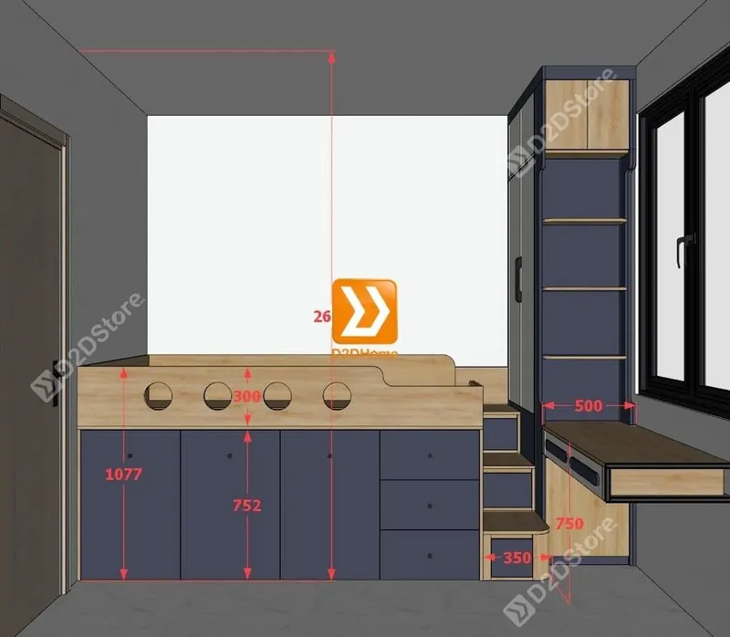 Phòng ngủ với hệ giường tủ bàn kết hợp nhà chị Hà - Ảnh 3