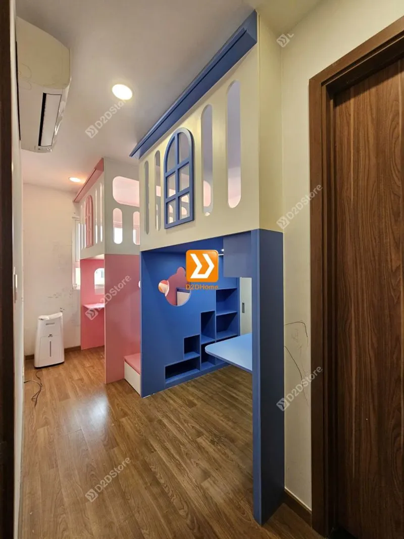 Phòng ngủ giường tầng đối xứng cho 2 bé trai và gái nhà chị Thu Giang - Ảnh 10