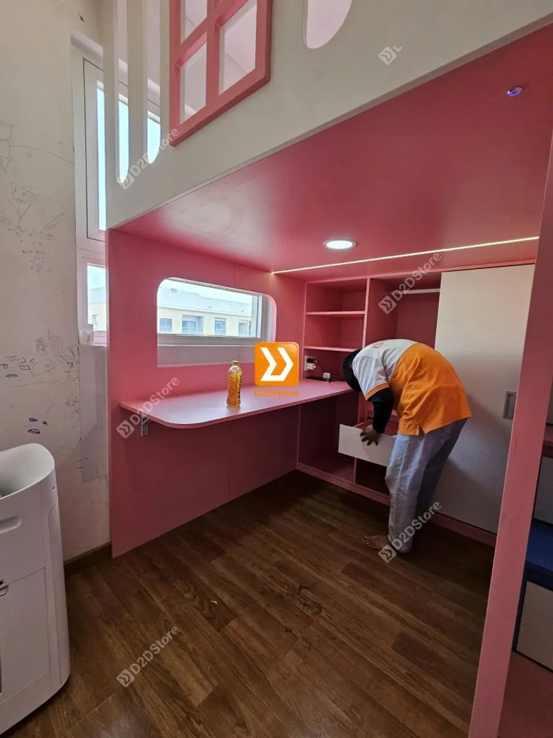 Phòng ngủ giường tầng đối xứng cho 2 bé trai và gái nhà chị Thu Giang - Ảnh 11