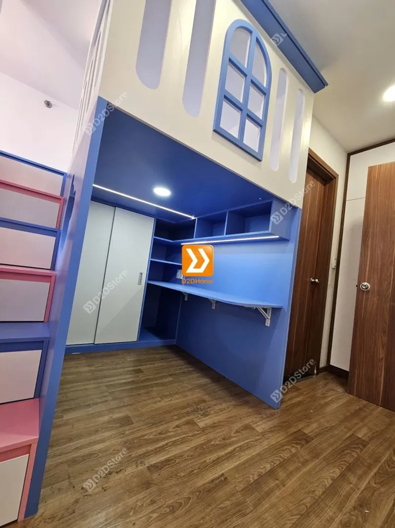 Phòng ngủ giường tầng đối xứng cho 2 bé trai và gái nhà chị Thu Giang - Ảnh 14