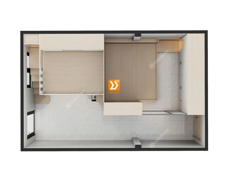 Phòng ngủ giường tầng cho bố mẹ và 1 bé gái nhà chị Diệu Hạnh - Ảnh 3