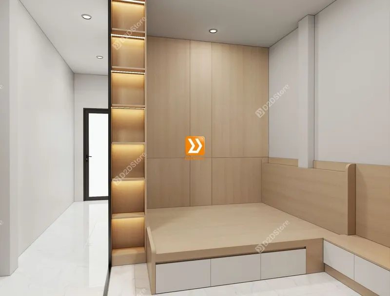 Phòng ngủ giường tầng cho bố mẹ và 1 bé gái nhà chị Diệu Hạnh - Ảnh 4